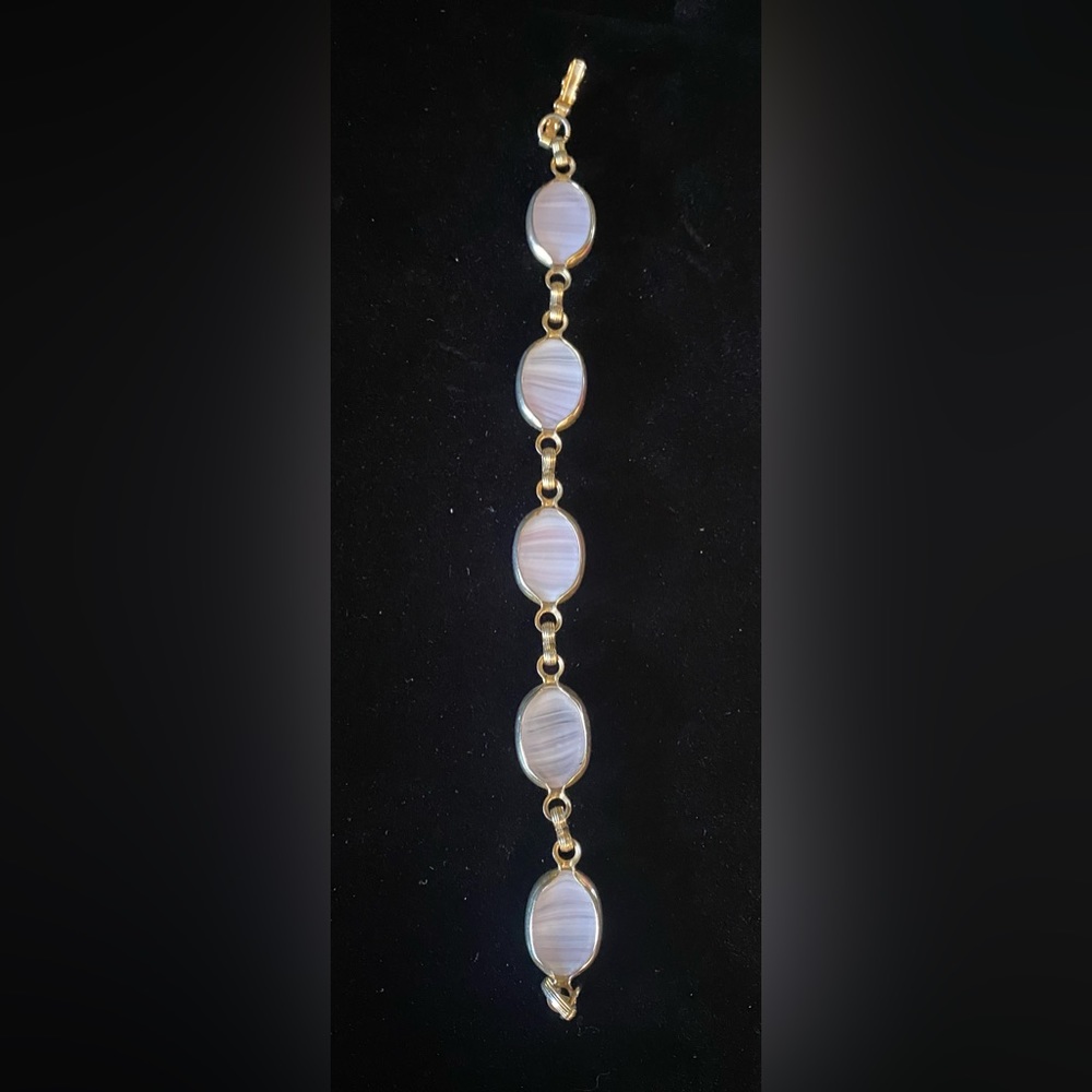 Vintage Signed Designer Sarah Coventry Pink Stone Bracelet, 7”